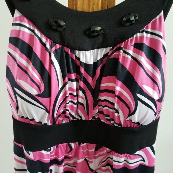 Studio 1940 Sleeveless Bra Top With Beaded Neckline Size Small Pink and Black - Picture 3 of 13